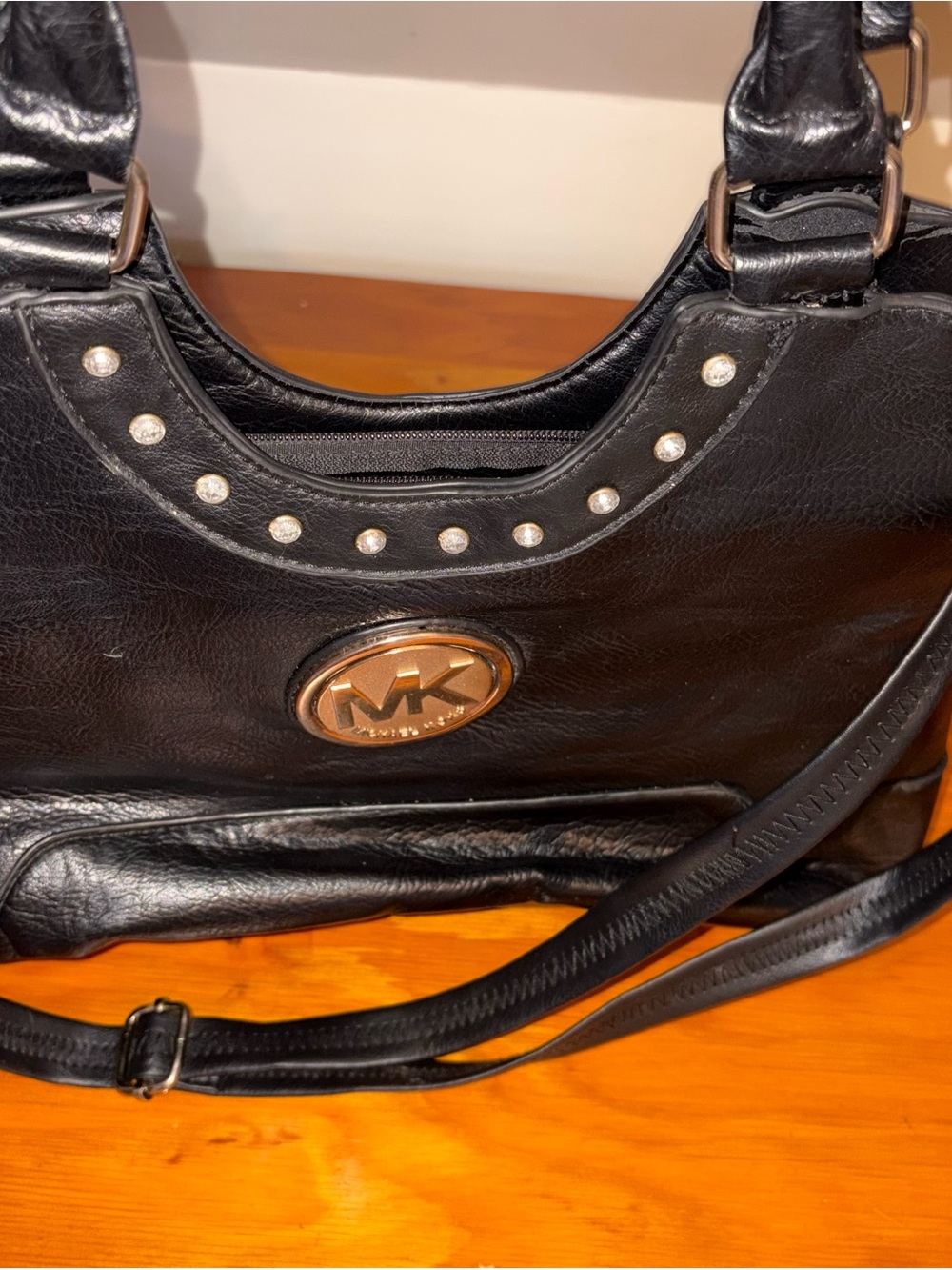 Michael Kors Black Shoulder Bag with Silver Charm